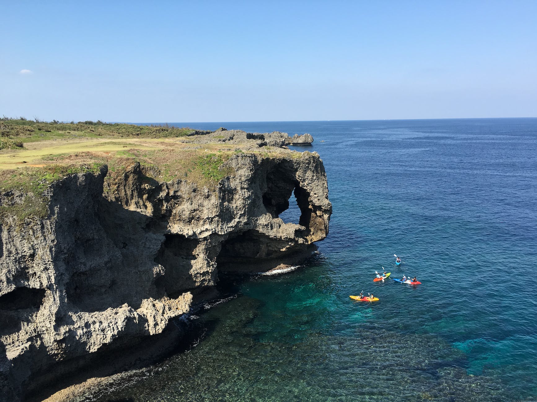 the cliff in cape manzamo in okinawa japan